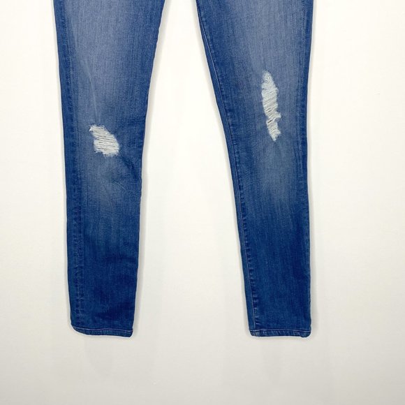 3X1 NYC W2 Distressed Mid-Rise Skinny Jeans in Crete Dark Wash Denim Size 24 - Picture 7 of 14